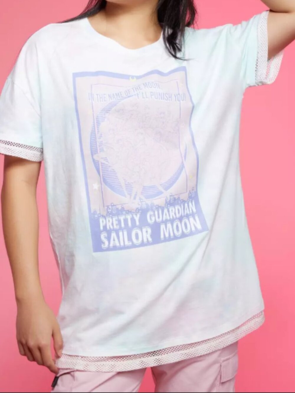 Hot Topic Sailor Moon Pretty Guardian Pastel Mesh Oversized T-Shirt Size Small